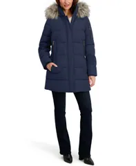 ナウティカ レディース アウター ジャケット・ブルゾン コート Nautica Womens FauxFurTrim Hooded Puffer Coat Dark Navy ネイビーのサムネイル