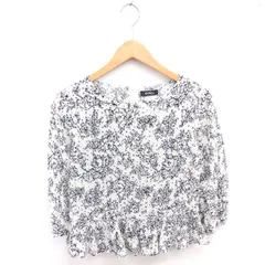 マックス&コー MAX&CO. カットソー ブラウス 総柄 カットワーク刺繡 フレア 七分袖 36 アイボリー ブラック 黒 /TTのサムネイル
