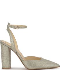 제시카 심슨 여성 신발 뒤꿈치 토르 발목 Jessica Simpsonazela Wavy Metallic Ankle Strapumps Light Gold 골드