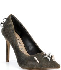 잠비니 레이디스 슈즈 힐 가죽 Gianni Bini Shilo Pierced Leather Pointed Toe Pumps Brownatural 브라운
