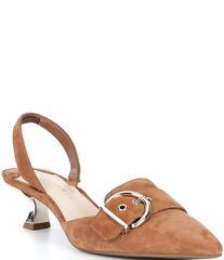 알렉스 마리 여성 신발 힐 스웨이드 Alex Marie Zell Suede Buckle Ornament Slingback Pumps Ibiza Nude