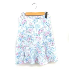 レッセパッセ LAISSE PASSE フレア 花柄 スカート ひざ丈 薄手 サイドジップ 38 ホワイト ブルー 白 青 /TTのサムネイル