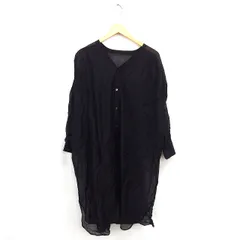 ドゥアルシーヴ DOUX ARCHIVES シャツワンピース ロング シアー 透け感 薄手 長袖 F 黒 ブラック /TTのサムネイル