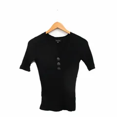 エポカ EPOCA カットソー Tシャツ 五分袖 Ⅴネック レース リボン コットン 40 ブラック 黒 /KT11のサムネイル