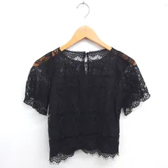 ワンウェイ one way カットソー ブラウス 透けレース ボートネック プルオーバー 半袖 F 黒 ブラック /TTのサムネイル