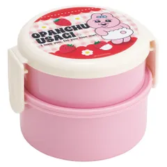 ☆ おぱんちゅうさぎ/ストロベリー ☆ 丸型ランチボックス２段 フォーク付きＯＮＷＲ１ お弁当箱 子供 弁当箱 おしゃれ 500ml 園児 子ども用 ランチボックス こども用 幼稚園 二段 小さめ 丸型 2段 ポニョ ディズニー キャラクター ランチグッズ