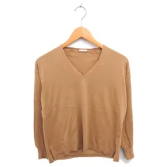 ドレステリア DRESSTERIOR ニット セーター Vネック 無地 シンプル シルク混 薄手 長袖 38 キャメル 茶 /TTのサムネイル