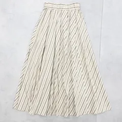 L'Appartement アパルトモン Hello Bonjour! ハローボンジュール ロングスカート ストライプ柄 フレア コットン ベージュ 日本製 レディース 34 b01880のサムネイル