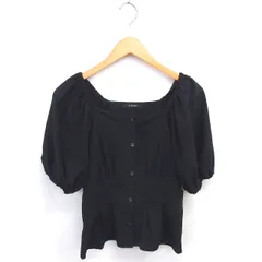 ダブルクローゼット w closet シャツ ブラウス ノーカラー バルーンスリーブ 半袖 F 黒 ブラック /TTのサムネイル