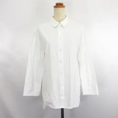 マルシャルテル MARECHAL TERRE シャツ ブラウス 長袖 ドロップショルダー バックフリル コットン 2 ホワイト ※EKMのサムネイル