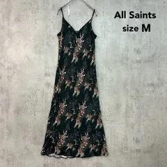 All Saints オールセインツ Mサイズ ブラック マキシ丈 オールインワン キャミワンピ ロングワンピース 花柄 ボタニカル 総柄 ドレス スリップドレス ビルバオ ビスコース サテン 高級 希少 AS_313894R ★ ■◆のサムネイル
