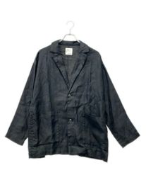 FLAX ブラック リネン テーラード ジャケット ブレザー 黒 シャツ