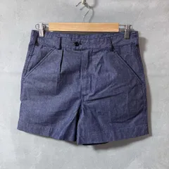 フランス海軍 PAUL BOYE 社製 コットンポリエステル デニム 1タック 短丈 ショート パンツ ショーツ size.80 (M) インディゴ ブルーのサムネイル