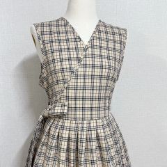 美品 YAECA チェック ワンピース M 日本製 綿 たっぷりタック ヤエカ 