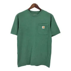 Carhartt カーハート ポケットＴシャツ ワーク ワンポイントロゴ グリーン(メンズ S)中古 古着 T9552のサムネイル