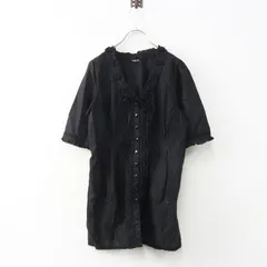 インゲボルグ INGEBORG Boutique 綿ローン フラワー刺繍入 ピコフリル 半袖シャツ 9 ブラック┃黒 ブラウス【2400015003290】のサムネイル