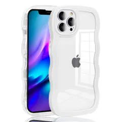 JOOBOY iPhone 12 Pro Max 用 ケース クリア TPU 韓国 可愛い ウェーブ ソフト 滑り止め 薄型 軽量 耐衝撃 おしゃれ スマホケース ストラップホール付き アイフォン12プロマックス 用 カバー 透明 (ホワイト, iPhone1