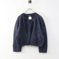 美品 シャネル CHANEL ココマーク付き シルクカシミヤブレンド ボタンレス ニットジャケット 40 ネイビー┃//羽織り【2400014947502】のサムネイル