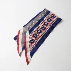 美品 フォーティーファイブアール 45R フラワープリントのシルクのこんぶ ｜ネイビー 花柄 ペイズリー アクセサリー【2400014853346】のサムネイル