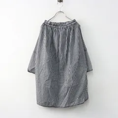 美品 2022 ホームスパン homspun ギンガムチェックオフショルダーブラウス F＼ブラック プルオーバー シャツ チュニック【2400015015354】のサムネイル