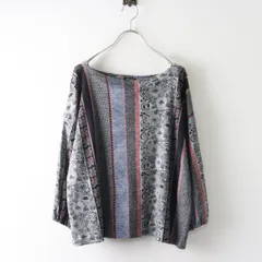 マーブルシュッド marble SUD フラワーストライプ ウール混 プルオーバーカットソー グレー┃花柄 総柄【2400015018904】のサムネイル