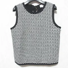 美品 LANVIN en Bleu ランバンオンブルー ノースリーブニット 3286807 サイズ38 ブラック ホワイト レディース 古着 中古 USEDのサムネイル