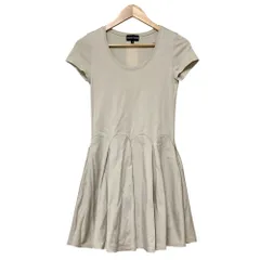 美品 EMPORIO ARMANI エンポリオアルマーニ ストレッチ Uネック ショートスリーブ ミニワンピース S ライトベージュ レディース 古着 中古 USEDのサムネイル