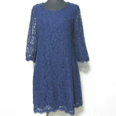 美品 DIANE von FURSTENBERG ダイアンフォンファステンバーグ フラワーレースワンピース サイズ0 ブルー レディース 古着 中古 USEDのサムネイル
