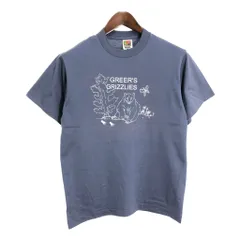 90年代 USA製 アニマルプリント グリズリー 半袖Ｔシャツ ネイビー (メンズ M) 中古 古着 T3683のサムネイル