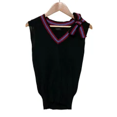 美品 Paul Smith ポールスミス ブラックレーベル Vネック ノースリーブ ニットベスト M ブラック レディース 古着 中古 USEDのサムネイル