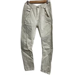 美品 DIESEL ディーゼル コットンリネン 立体裁断 カーブ デニムパンツ ジーンズ サイズ25 ライトベージュ レディース 古着 中古 USED