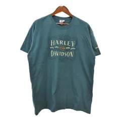 00年代 HARLEY DAVIDSON ハーレーダビッドソン モーターサイクル Ｔシャツ グリーン(メンズ XL)中古 古着 U1786のサムネイル