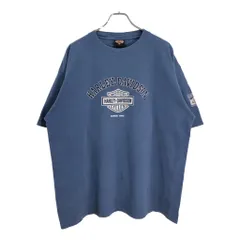 USA製 HARLEY DAVIDSON ハーレーダビッドソン モーターサイクル 鹿の子Ｔシャツ ブルー(メンズ XL)中古 古着 U1913のサムネイル