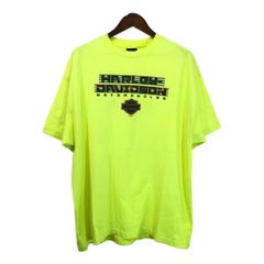 HARLEY DAVIDSON ハーレーダビッドソン 半袖Ｔシャツ 大きいサイズ モーターサイクル イエロー(メンズ 2XL)中古 古着 U2690