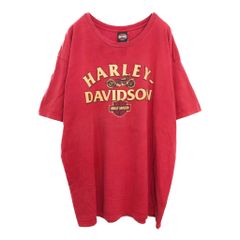 HARLEY DAVIDSON ハーレーダビッドソン 半袖Ｔシャツ 大きいサイズ モーターサイクル レッド(メンズ 3XL相当)中古 古着 T9685
