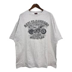 HARLEY DAVIDSON ハーレーダビッドソン 半袖Ｔシャツ 大きいサイズ モーターサイクル グレー(メンズ 3XL)中古 古着 T9830