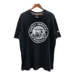 HARLEY DAVIDSON ハーレーダビッドソン 半袖Ｔシャツ 大きいサイズ モーターサイクル ブラック(メンズ 2X-LARGE)中古 古着 T9840