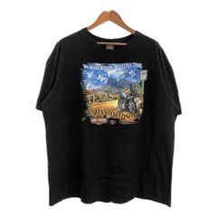 HARLEY DAVIDSON ハーレーダビッドソン 半袖Ｔシャツ 大きいサイズ モーターサイクル ブラック(メンズ 2XL)中古 古着 T9850
