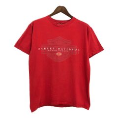00年代 HARLEY DAVIDSON ハーレーダビッドソン ロゴ 半袖Ｔシャツ モーターサイクル レッド(メンズ L相当)中古 古着 T9858