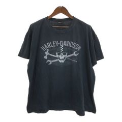 HARLEY DAVIDSON ハーレーダビッドソン 半袖Ｔシャツ 大きいサイズ モーターサイクル ブラック(メンズ XXL相当)中古 古着 T9925