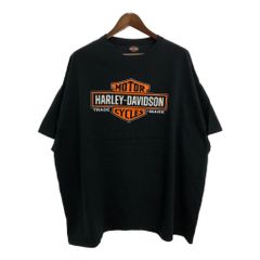 HARLEY DAVIDSON ハーレーダビッドソン 半袖Ｔシャツ 大きいサイズ モーターサイクル ブラック(メンズ 4XL)中古 古着 U0002