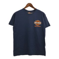 HARLEY DAVIDSON ハーレーダビッドソン 半袖Ｔシャツ モーターサイクル ネイビー(メンズ L)中古 古着 T9999