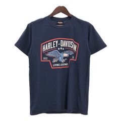 USA製 HARLEY DAVIDSON ハーレーダビッドソン 半袖Ｔシャツ モーターサイクル ネイビー(メンズ M)中古 古着 U0016