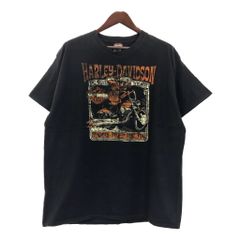 HARLEY DAVIDSON ハーレーダビッドソン 半袖Ｔシャツ 大きいサイズ モーターサイクル ブラック(メンズ 2XL)中古 古着 U0026