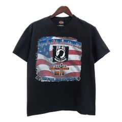 HARLEY DAVIDSON ハーレーダビッドソン 星条旗 半袖Ｔシャツ モーターサイクル ブラック(メンズ LARGE)中古 古着 U0027