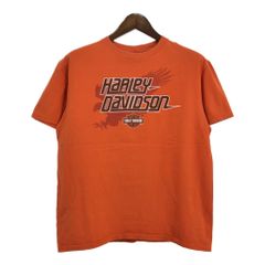 HARLEY DAVIDSON ハーレーダビッドソン 半袖Ｔシャツ モーターサイクル オレンジ(メンズ L)中古 古着 U0504