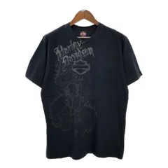 00年代 HARLEY DAVIDSON ハーレーダビッドソン No.1ロゴ 半袖Ｔシャツ モーターサイクル ブラック(メンズ XL)中古 古着 U0661のサムネイル
