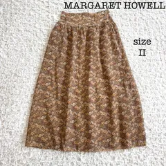 MARGARET HOWELL 花柄 ロングフレアスカート コットン オレンジブラウン サイズII