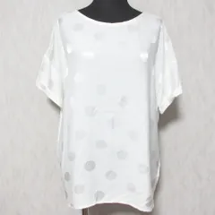 美品 iBLUES イブルース ドット柄 ショートスリーブ ブラウス カットソー サイズ36 ホワイト レディース 古着 中古 USEDのサムネイル