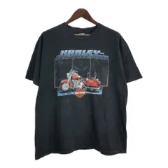 00年代 USA製 HARLEY DAVIDSON ハーレーダビッドソン 半袖Ｔシャツ ブラック（メンズ XL ）中古 古着 T6199のサムネイル